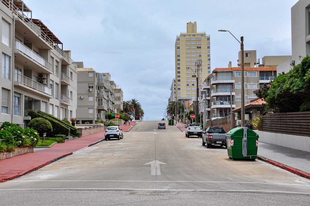 Luxury automobiles parked along a beach promenade in Punta del Este during summer